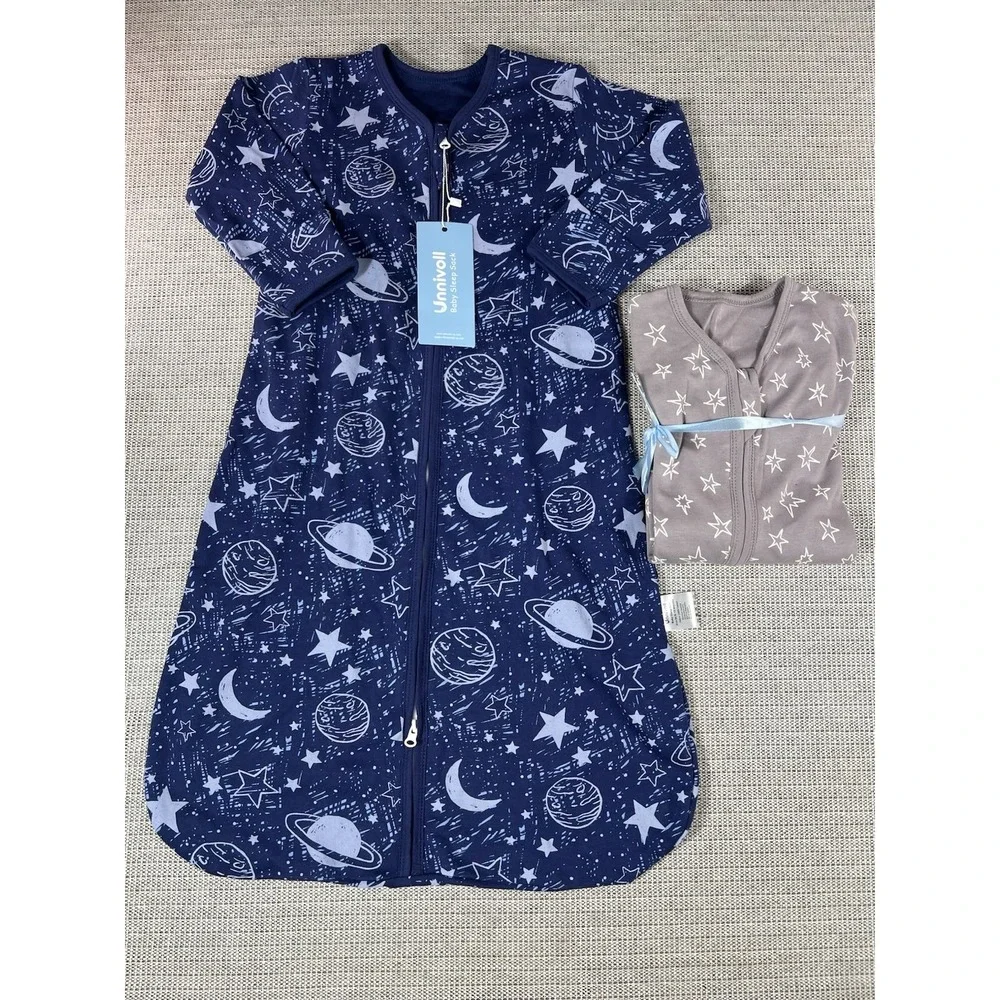Unnivoll Baby Sleep Sack 6-12 Months Long Sleeve 100% Cotton Blue/Grey